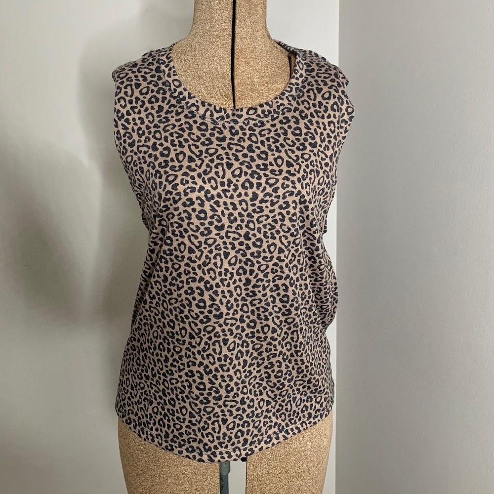 Leopard Print distressed back tank